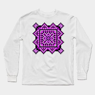 purple pixelated mandala Long Sleeve T-Shirt